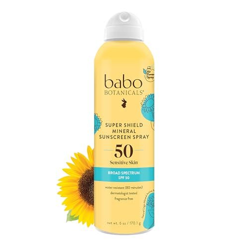 babo botanicals super shield mineral sunscreen spray spf 50 wi...