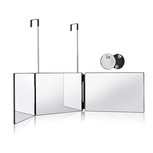 hieey 3 way mirror for hair cutting,360 trifold mirror with he...