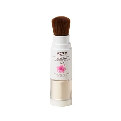 hawaiian tropic mineral powder sunscreen brush spf 30 | beach...