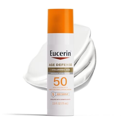 eucerin sun age defense spf 50 face sunscreen lotion with hyal...