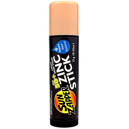 sun zapper zinc oxide sunscreen stick spf 50+ light skin tone...
