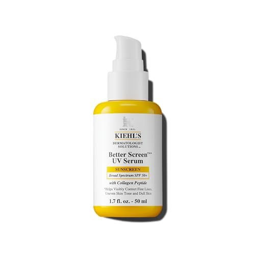 kiehl's spf 50+ sunscreen serum for face, better screen facial...