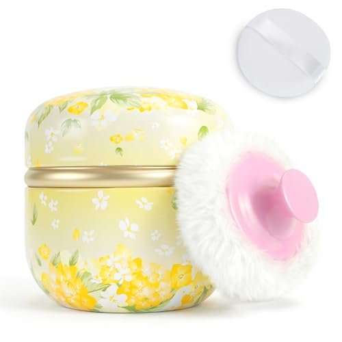 shimido body powder puff and container, 3.15" portable empty b...