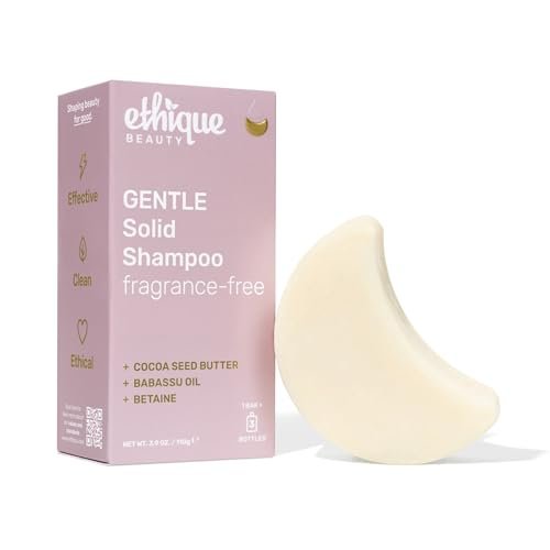 ethique gentle unscented shampoo bar with cocoa butter plast...