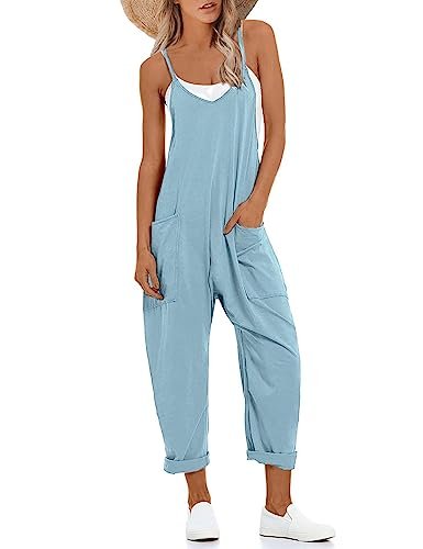 lentta women's causal jumpsuits v neck sleeveless harem overal...