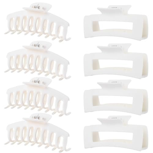 white hair clips for women 8 pack 4.3 inch large matte banan...
