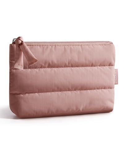 bagsmart small makeup bag, puffy portable cosmetic pouch with...