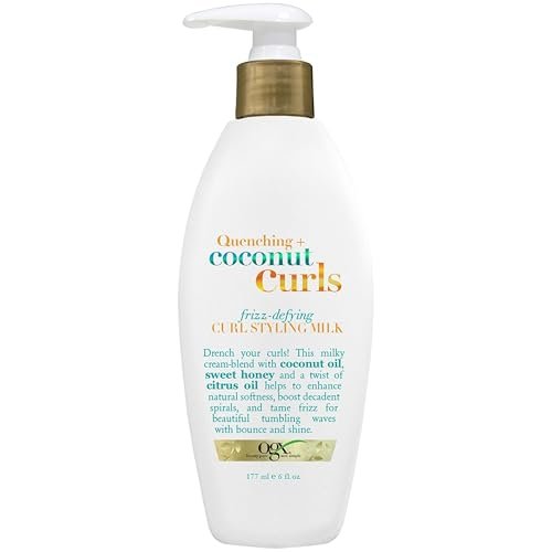 ogx quenching + coconut curls frizz defying styling milk, nour...