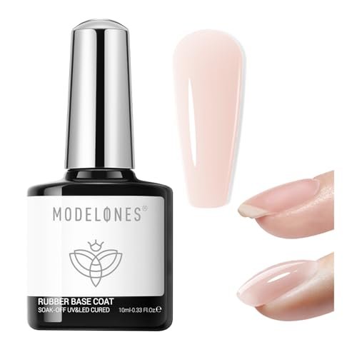 modelones builder rubber gel base coat for nails, neutral warm...