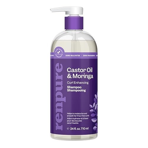 renpure moringa & castor shampoo, plant based curl enhancing...
