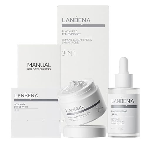 lanbena 3 in 1 blackhead removing set, pore strips 30g+pore se...