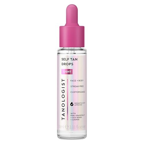 tanologist self tan drops light, bronzing serum, customizable...