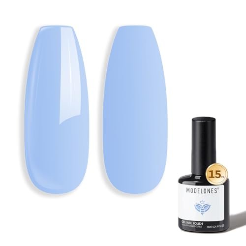 modelones powder blue gel nail polish ligh blue pastel nail po...