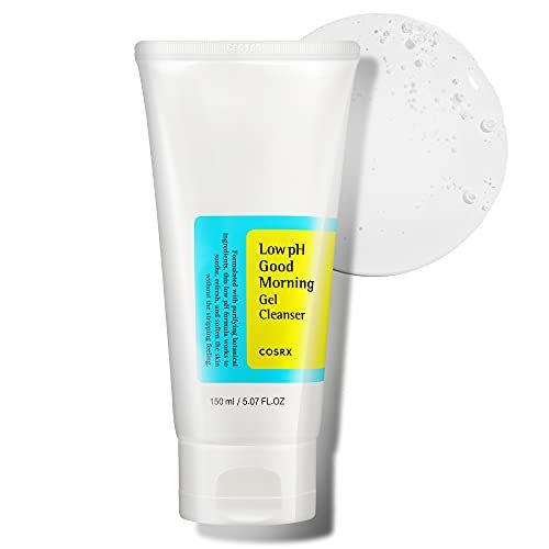 cosrx low ph good morning gel face cleanser, 5.07 fl oz, bha f...