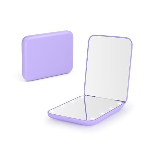 kintion pocket mirror, 1x/3x magnification led compact travel...