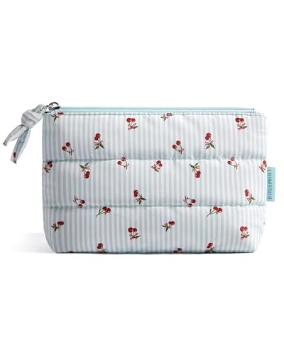 bagsmart small makeup bag, puffy portable cosmetic pouch with...