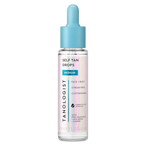 tanologist medium self tan drops, streak free body & face tann...