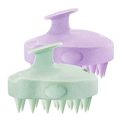 heeta scalp massager 2 pack for hair growth, soft silicone bri...