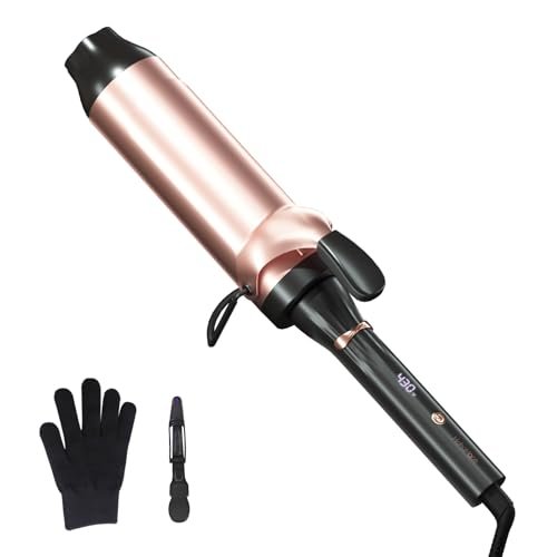 hahahope 2 inch curling iron, large barrel curling wand with c...