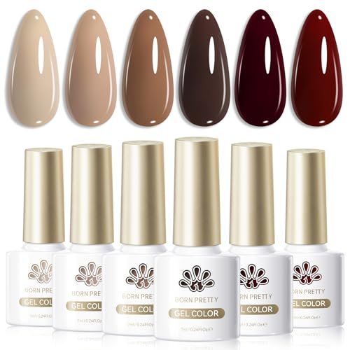 born pretty nude gel nail polish 6 colors,brown beige khaki sk...