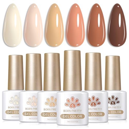 born pretty nude gel nail polish set,6 colors neutral beige wh...