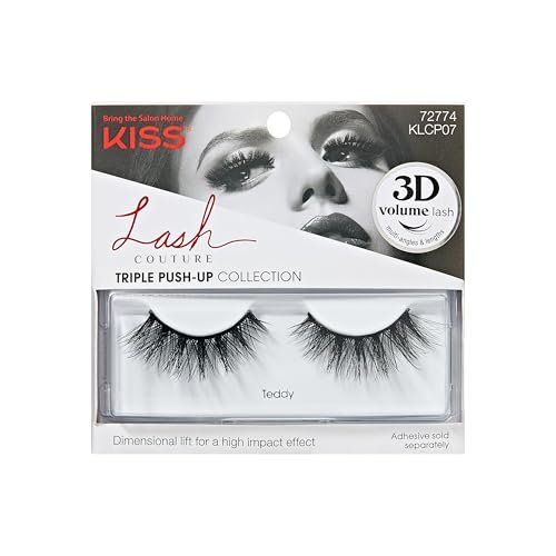 kiss triple push up, false eyelashes, 'teddy', 12mm, includes...