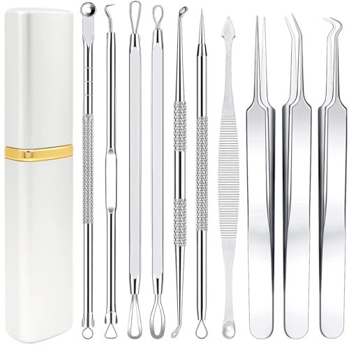 pimple popper tool kit boxoyx 10 pcs blackhead remover comed...