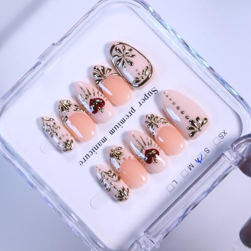 maglfell press on nails short almond handmade unique fake na...