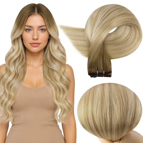 full shine balayage sew in hair extensions, human hair brown t...
