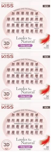 kiss looks so natural trio lash medium combo pack, false eyela...