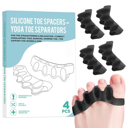 4 pcs silicone toe spacers – yoga toe separators for toe strai...