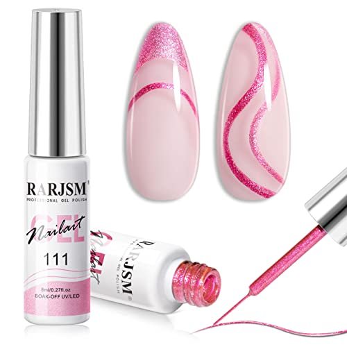 rarjsm metallic gel liner nail art pink,glitter painting gel n...