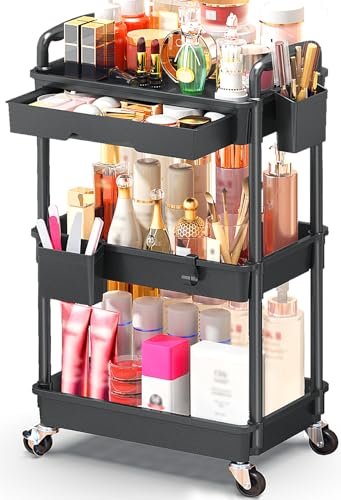 sunally makeup cart organizer with drawers, floor skincare org...