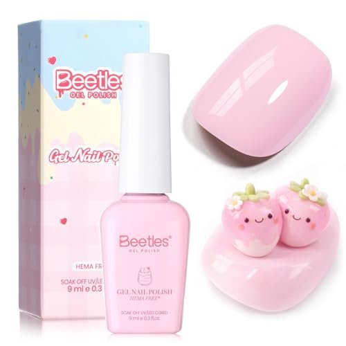 beetles pink gel polish taste of summer strawberry milk, lig...