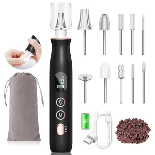electric nail file drill, nail drill with lcd & lamp, long las...