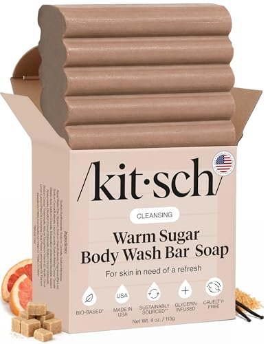 kitsch warm sugar body wash bar soap – hydrating skin care, bo...