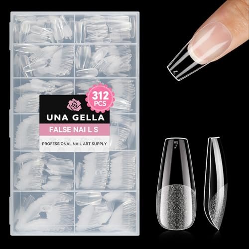 una gella medium coffin nails tips 312pcs pre etched gel nail...
