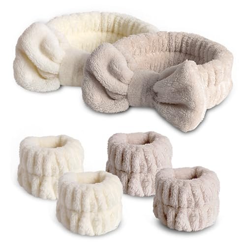 wsyub face wash headband,spa headband and wristband set,headba...