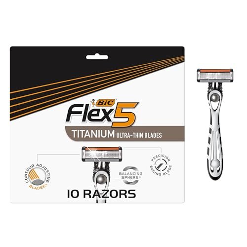 bic flex 5 men’s disposable 5 blade razors, pivoting head and...