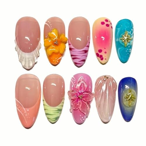 press on nails short coffin handmade unique fake nails, arti...