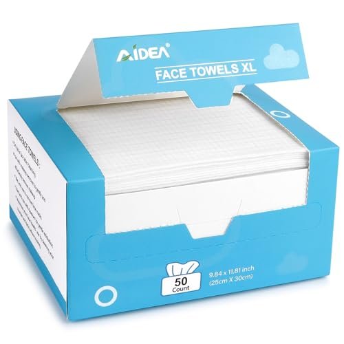 aidea xl face towels disposable 50ct, clean facial cloths, fac...