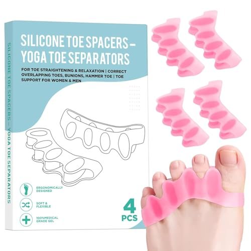 4 pcs silicone toe spacers – yoga toe separators for toe strai...