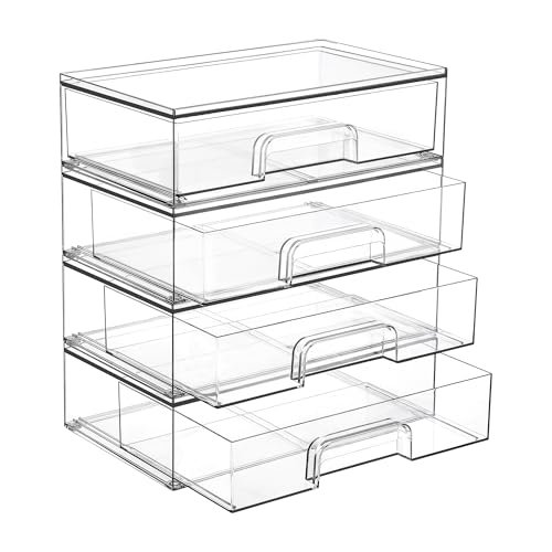 vtopmart 12.1''w clear stackable storage drawers,4 pack acryli...