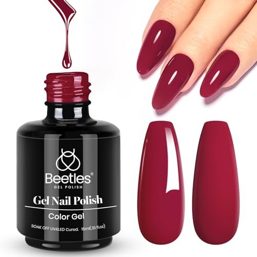 beetles red gel nail polish, 1 pcs 15ml wine red burgundy soak...