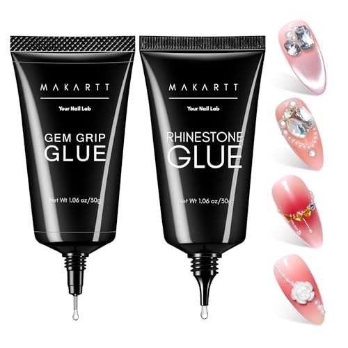 makartt nail rhinestone glue gel set: 60g 3d super strong no w...