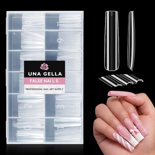 una gella xxl long square nails tips 216 pcs no c curve straig...