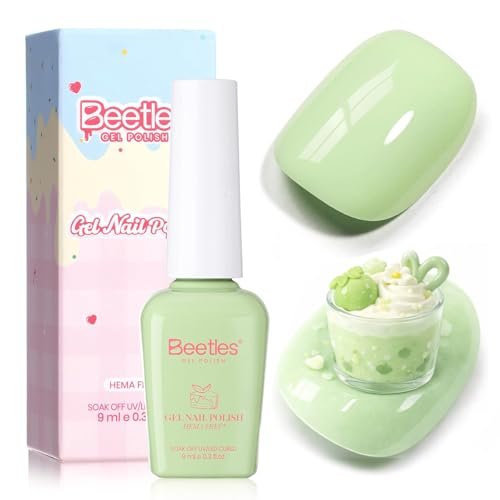 beetles mint green gel nail polish taste of summer matcha mo...