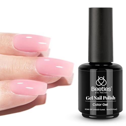 beetles jelly pink gel nail polish, 15ml baby pink sheer clear...