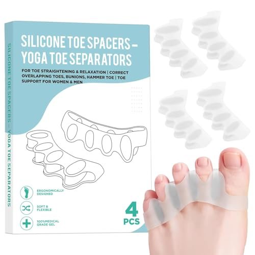4 pcs silicone toe spacers – yoga toe separators for toe strai...