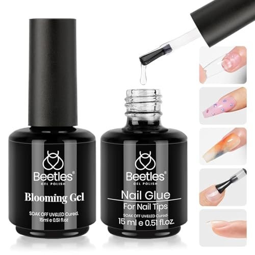beetles nail glue and blooming gel set 15ml 2pcs nail art ge...